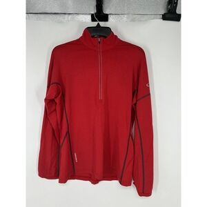 Icebreaker GT 200 Base Layer Mens Medium Red 1/2 Half Zip Merino Wool Thermal